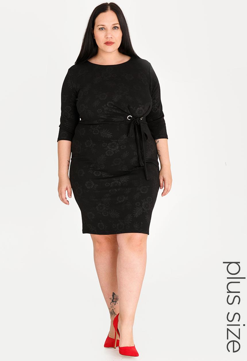 STYLE REPUBLIC PLUS - Eyelet detail bodycon dress - black