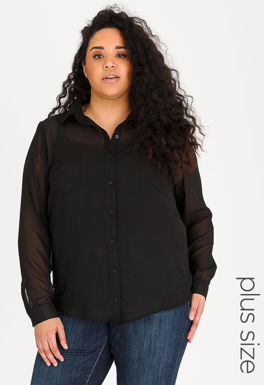 STYLE REPUBLIC PLUS - Sheer shirt - black
