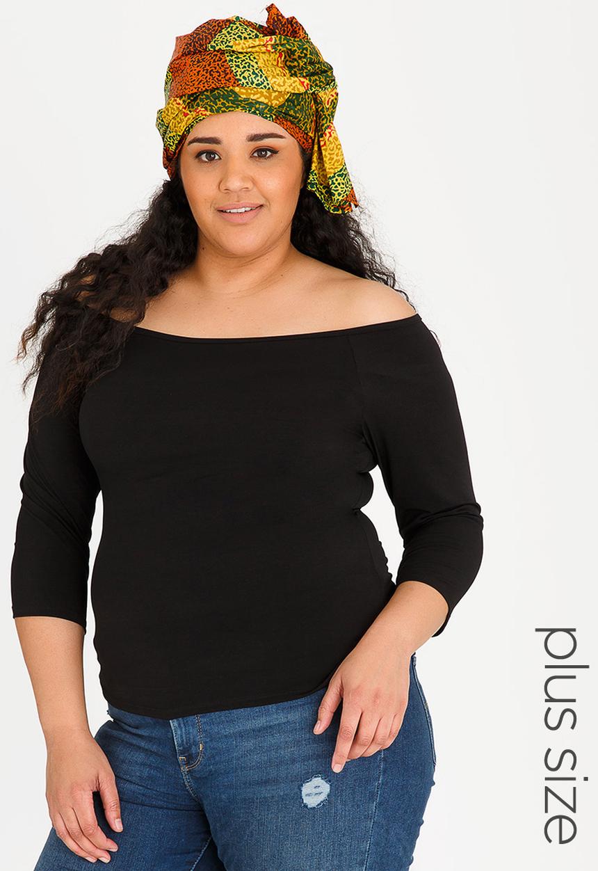 Plus-Fab - Off Shoulder Top Black