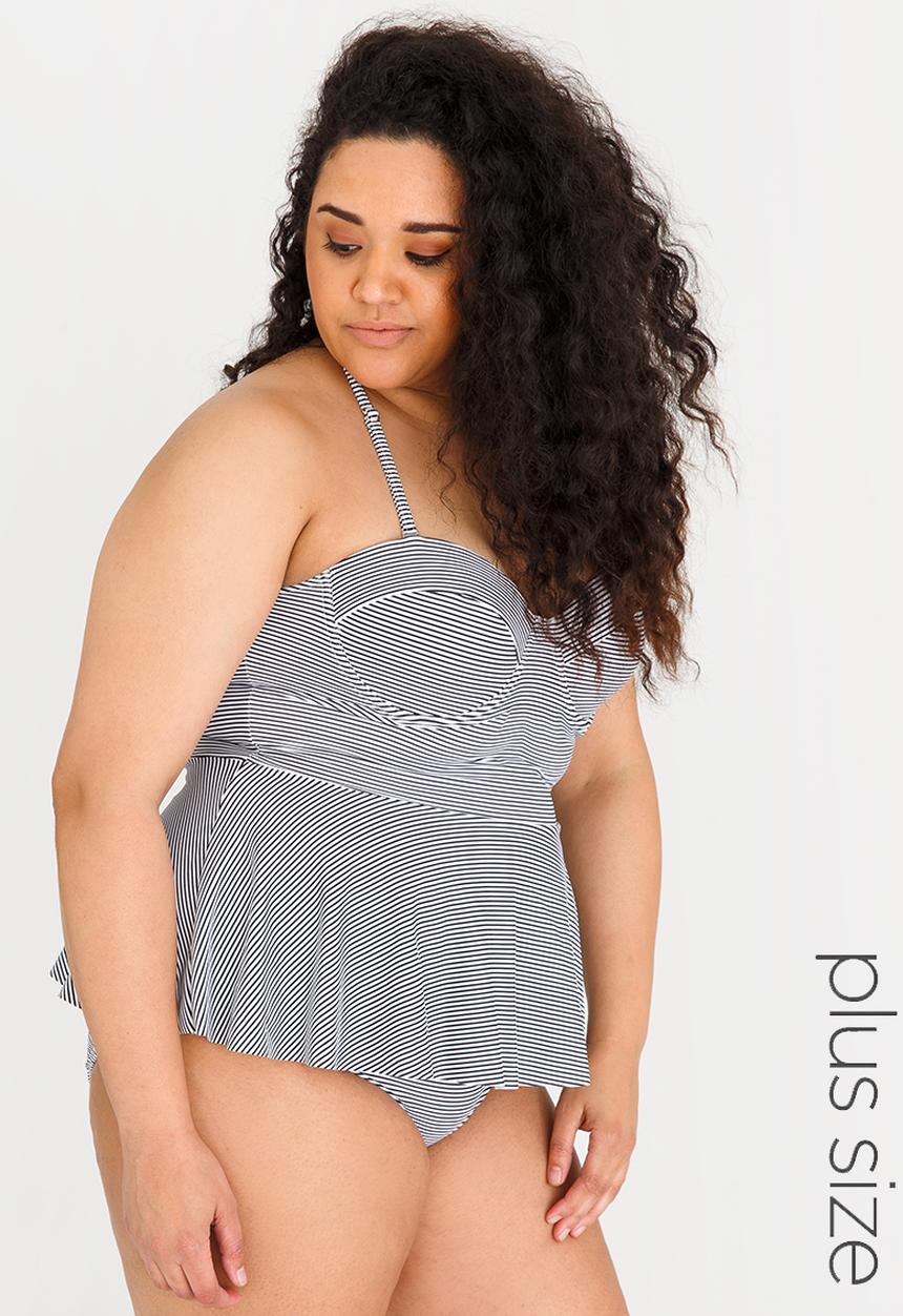 Lithe - Babydoll tankini top - black & white