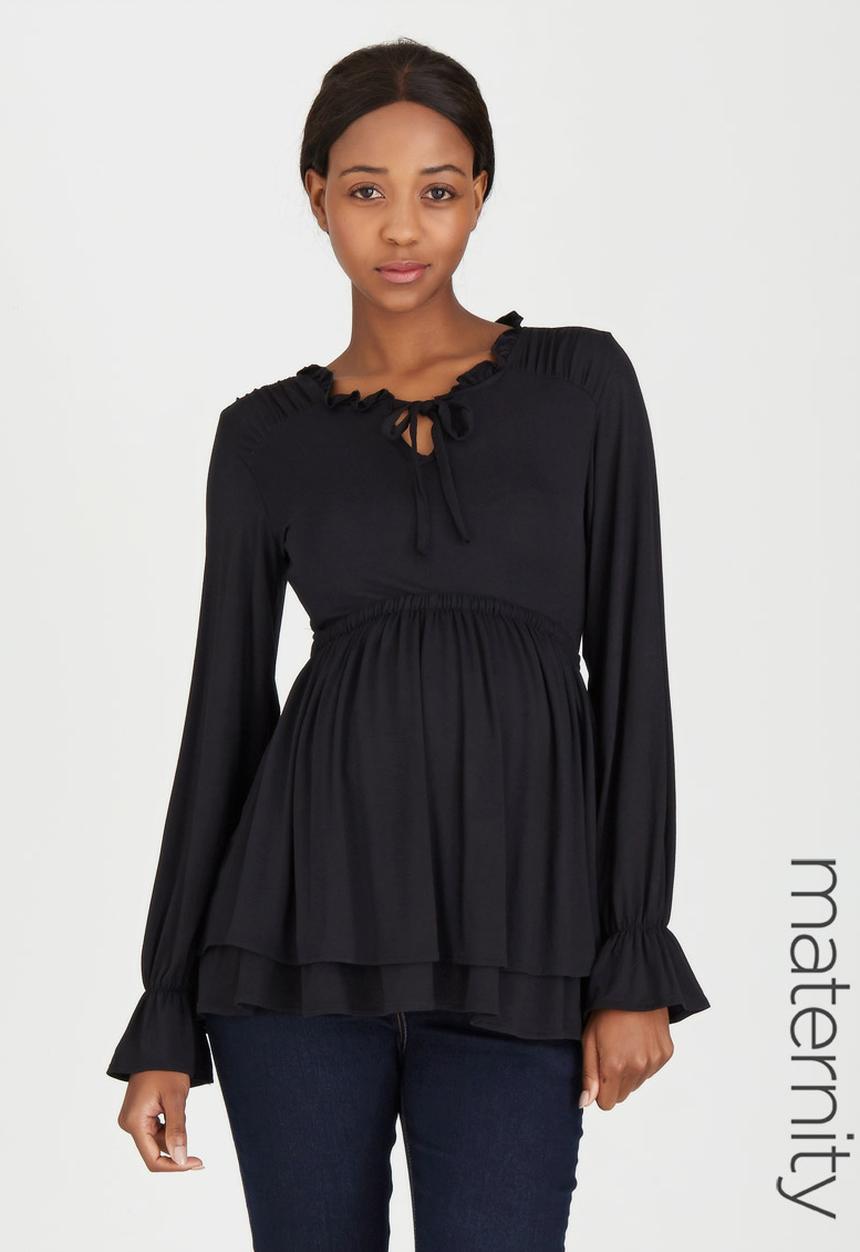edit Maternity - Double Layer Knit Top Black