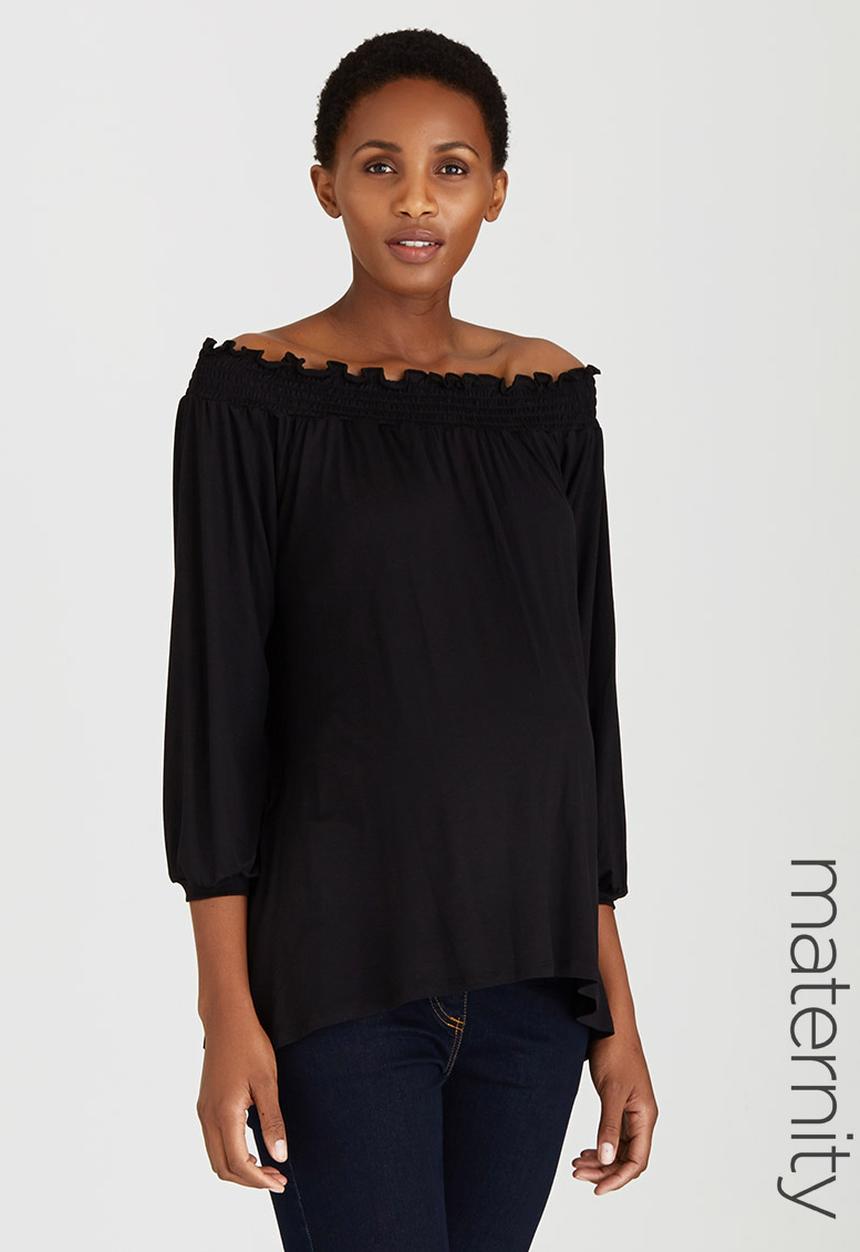 edit Maternity - Off Shoulder Top Black