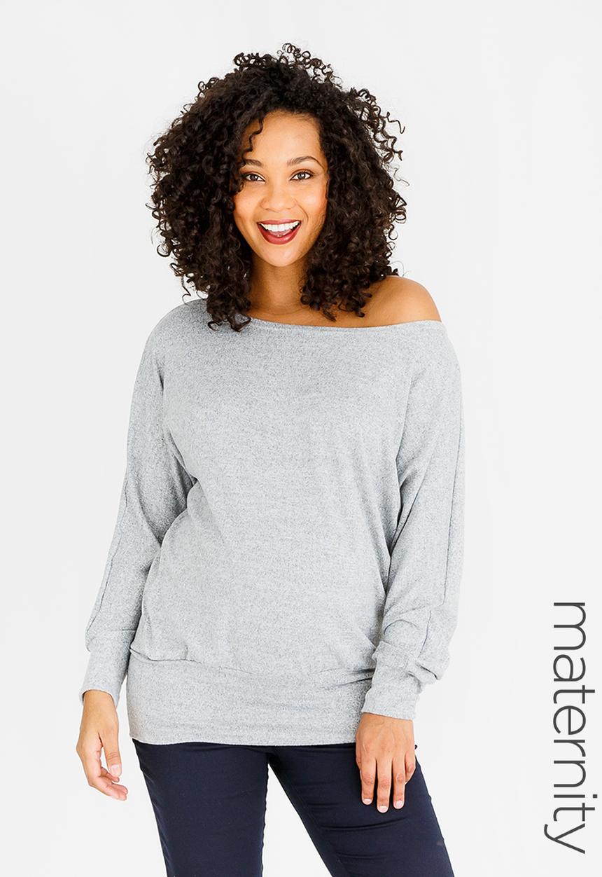edit Maternity - Jersey off the shoulder top - grey
