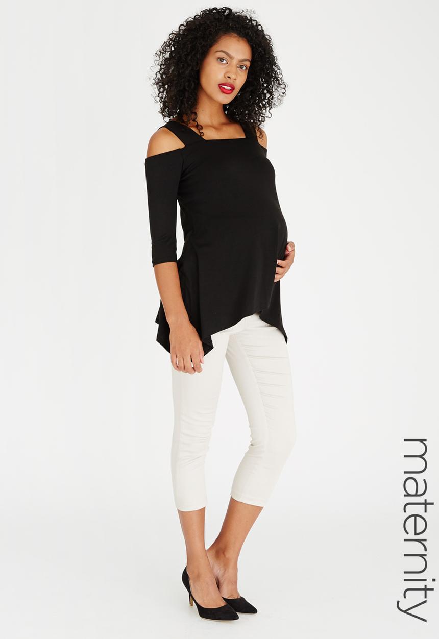 edit Maternity - Hanky Hem Strap Top Black