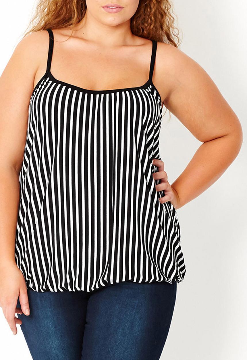 City Chic - Striped cami Black/White