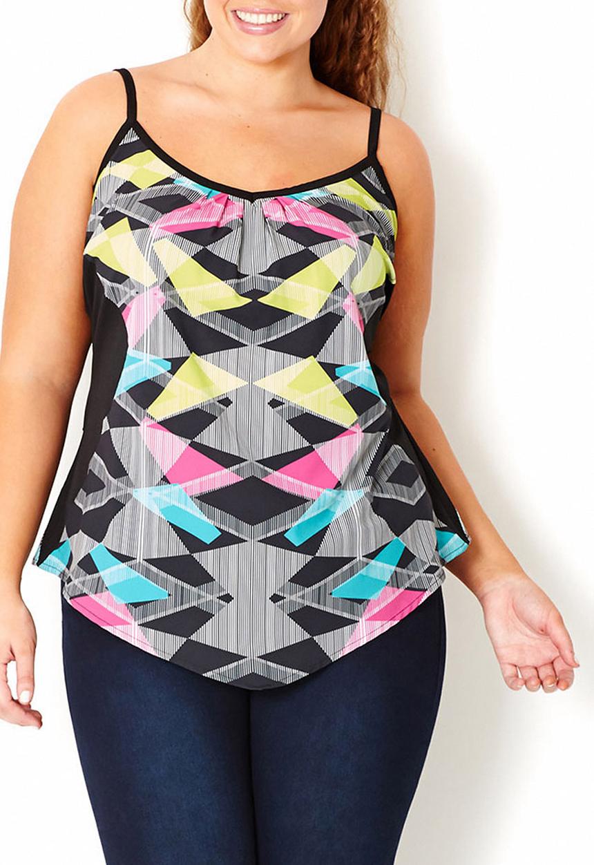 City Chic - Geometric-print cami Multi-colour
