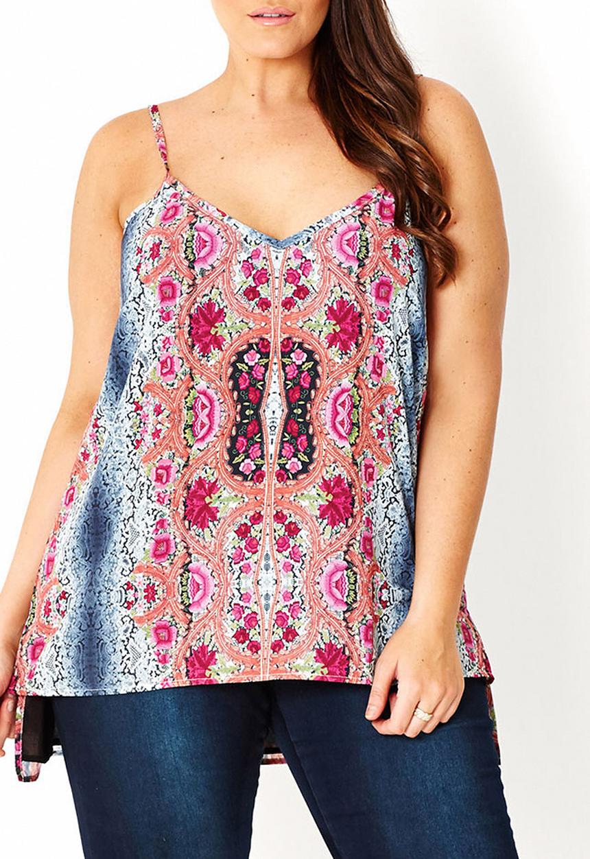 City Chic - Lace printed cami  Multi-colour