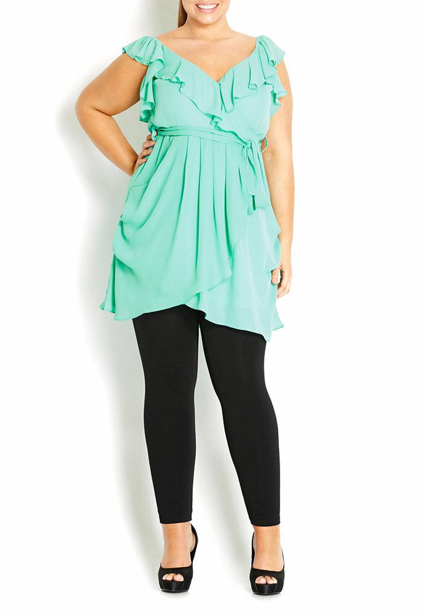 City Chic - Ruffle tunic light Green