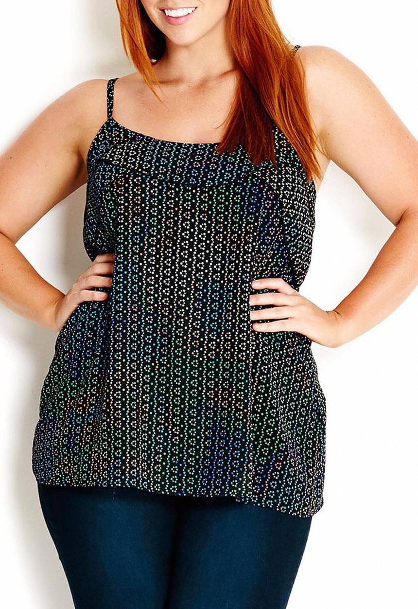 City Chic - Printed ruffle cami Multi-colour