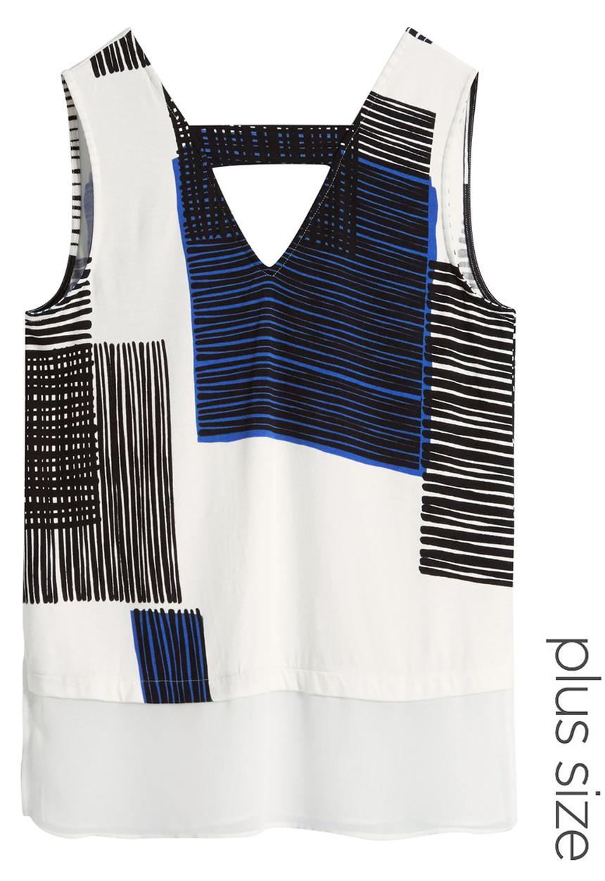 Next - Printed Notch-neck Cami Black/white Black and White