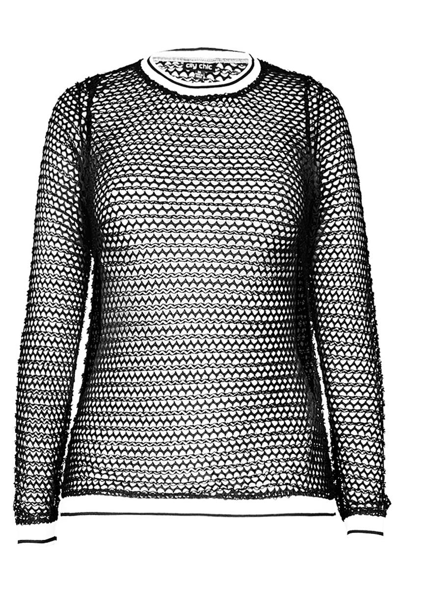 City Chic - Sports Star Top Black/White