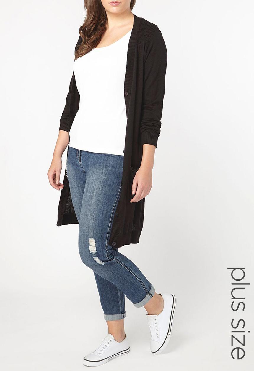 EVANS - Longer Length Cardigan Black