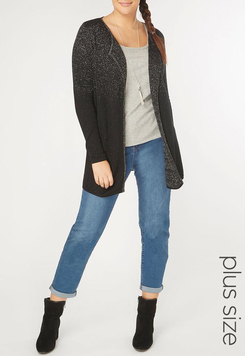 EVANS - Waterfall Detail Cardigan Black