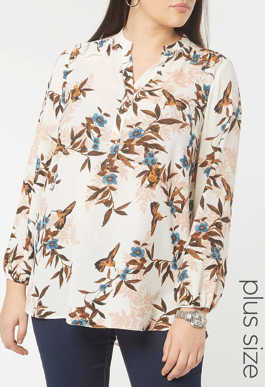 EVANS - Bird Print Shirt Multi-colour