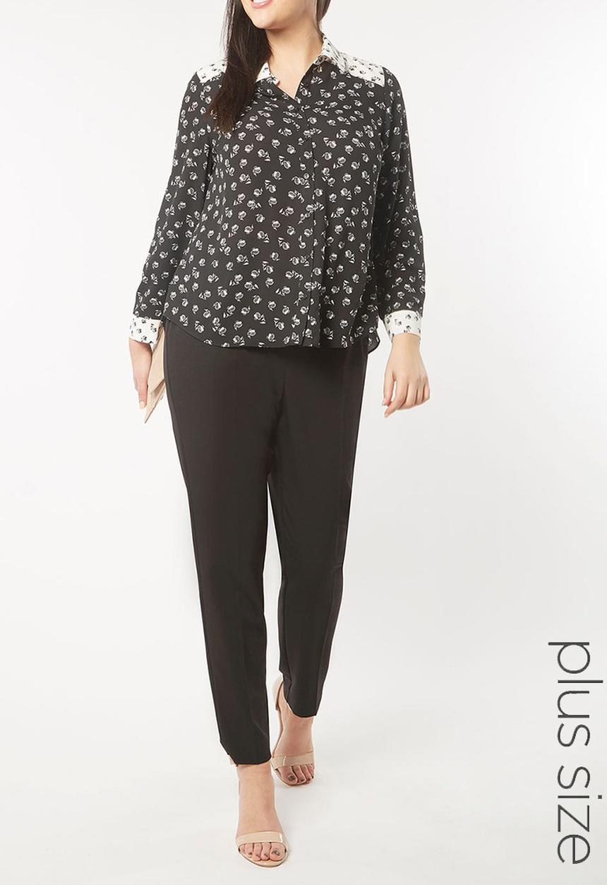 EVANS - All-over Print Shirt Black and White