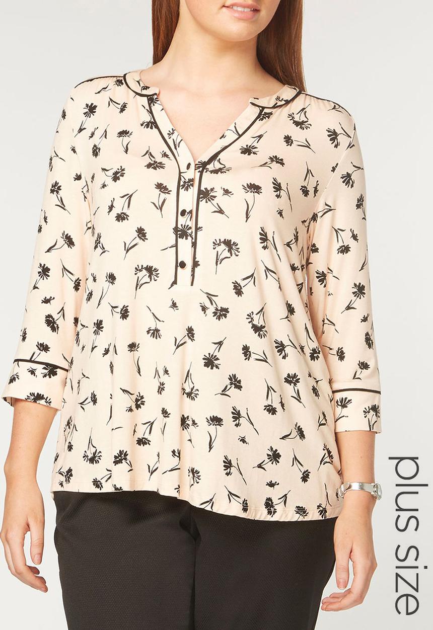 EVANS - Contrast Trim Shirt Pale Pink