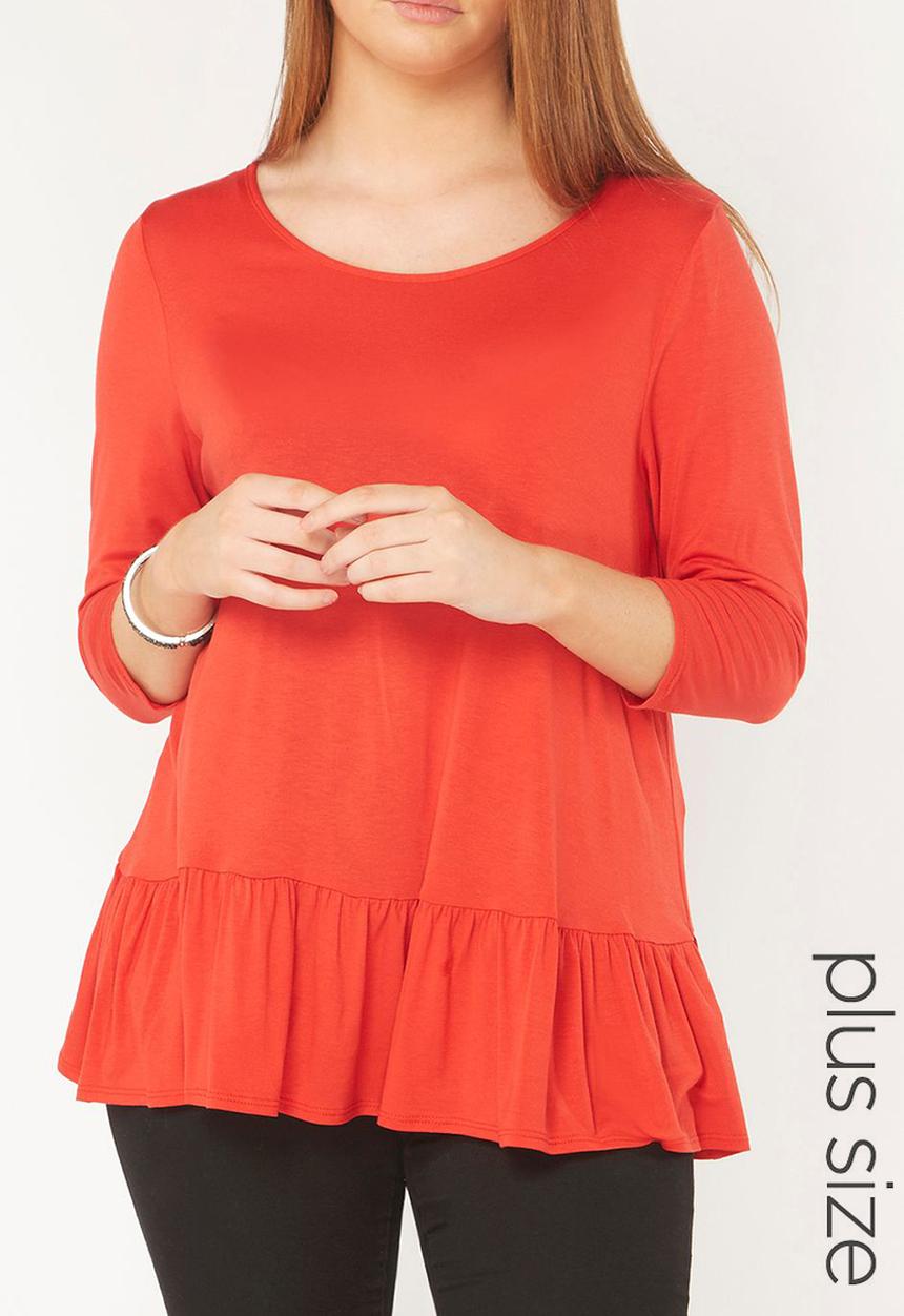 EVANS - Frill Detail Top Orange