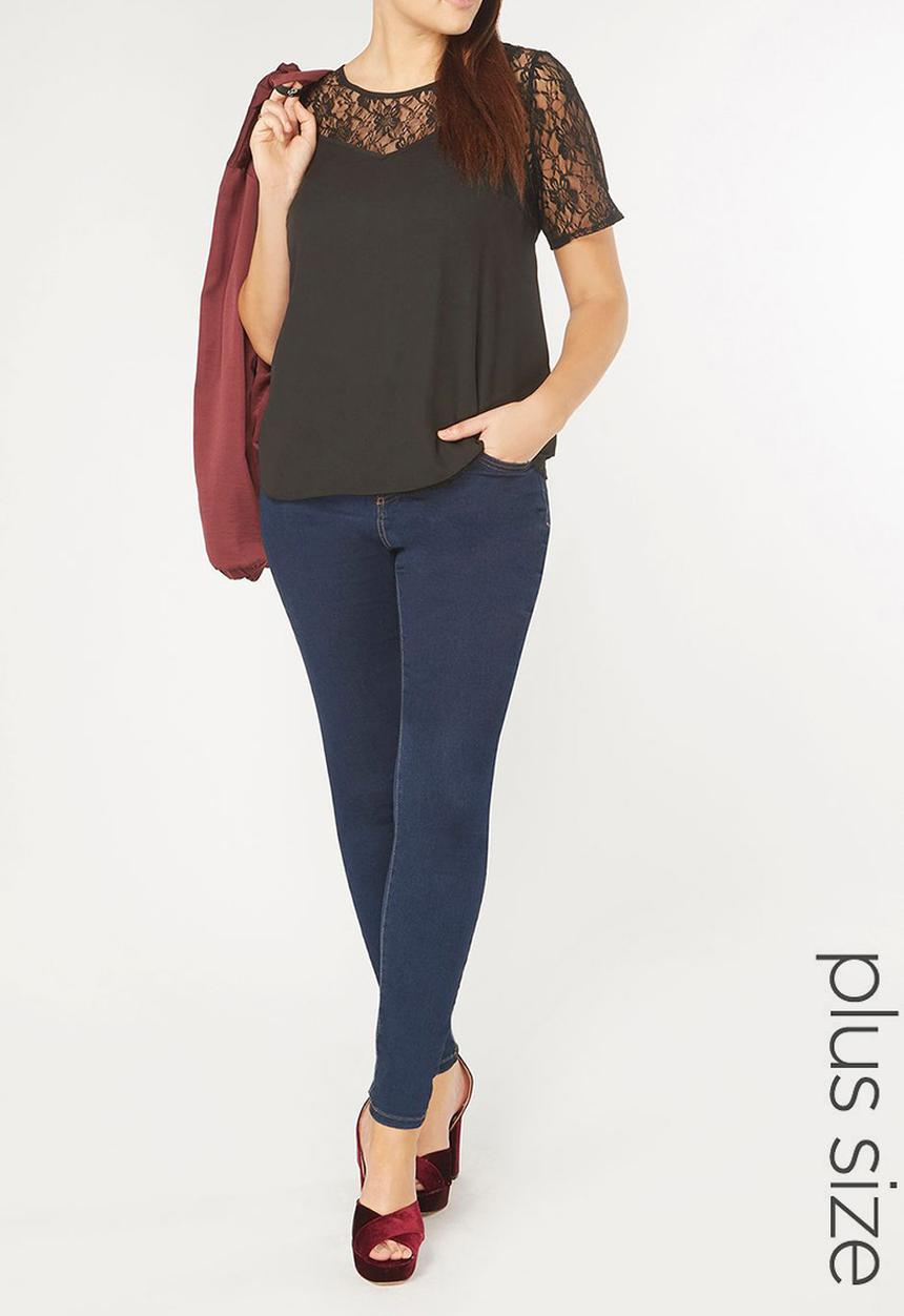 EVANS - Lace 2-In-1 Top Black