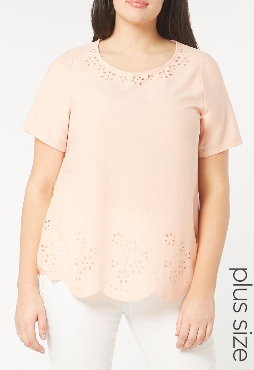 EVANS - Laser Cut Detail Top Pale Pink