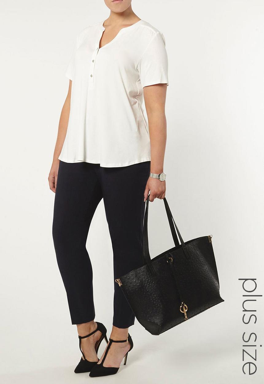 EVANS - Short Sleeve Jersey Shirt Cream