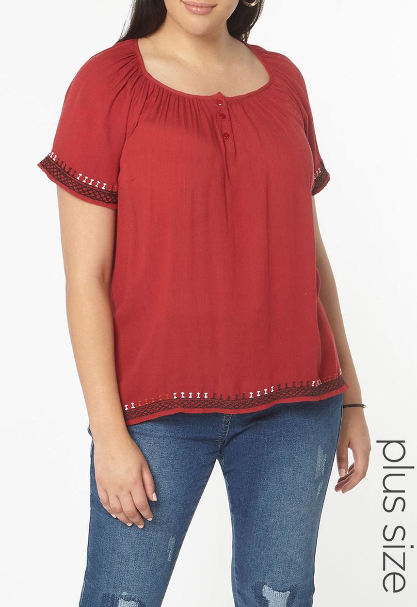 EVANS - Embroidered Blouse Red