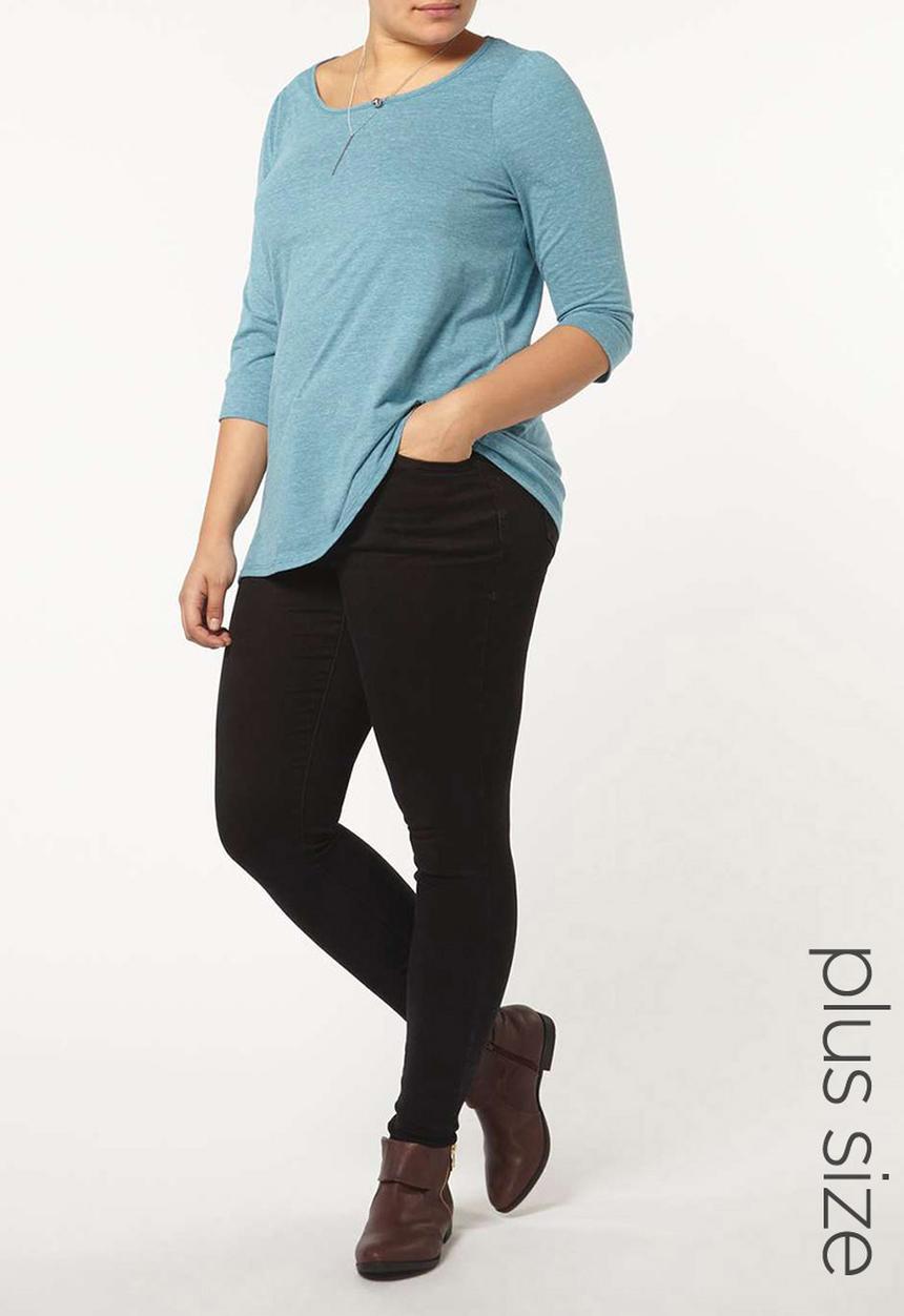 EVANS - 3/4 Sleeve T-shirt Turquoise