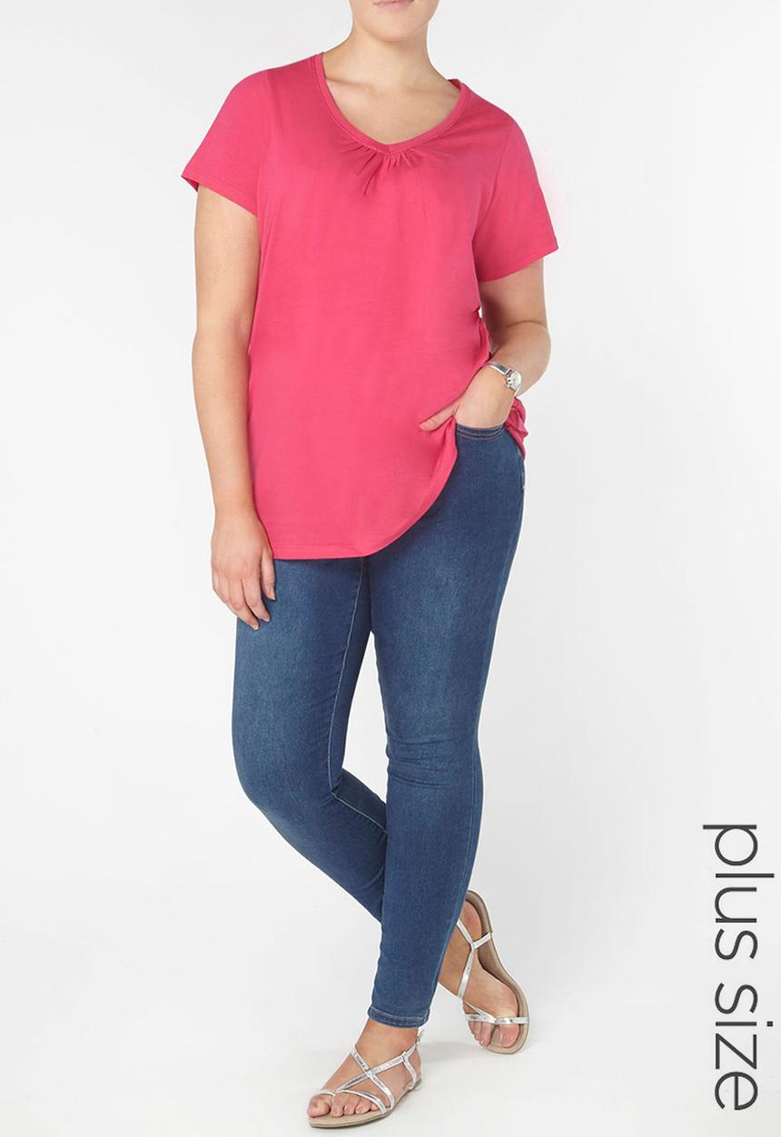 EVANS - Essential V-neck T-shirt Mid Pink