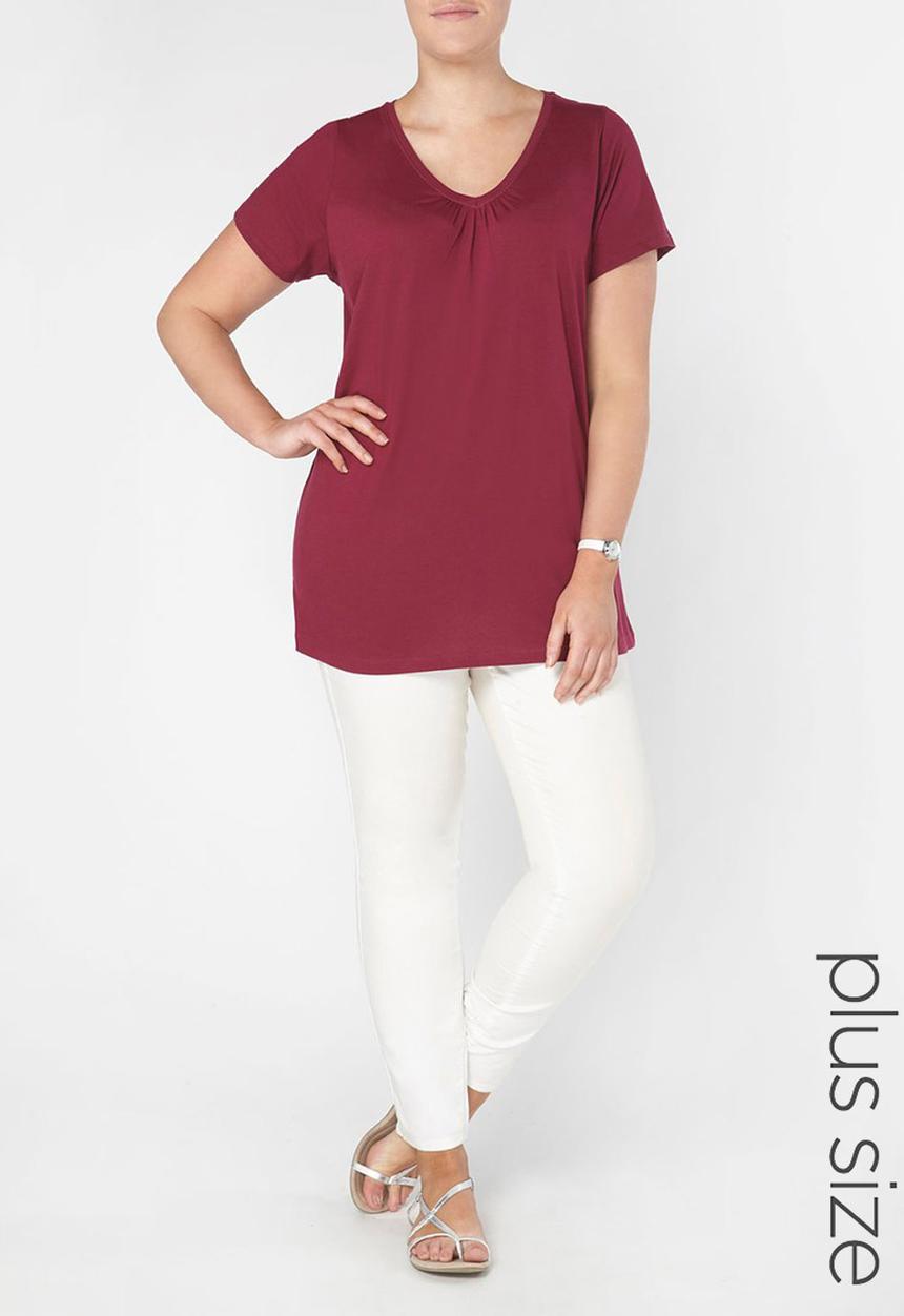 EVANS - Essential V-neck T-shirt Dark Pink