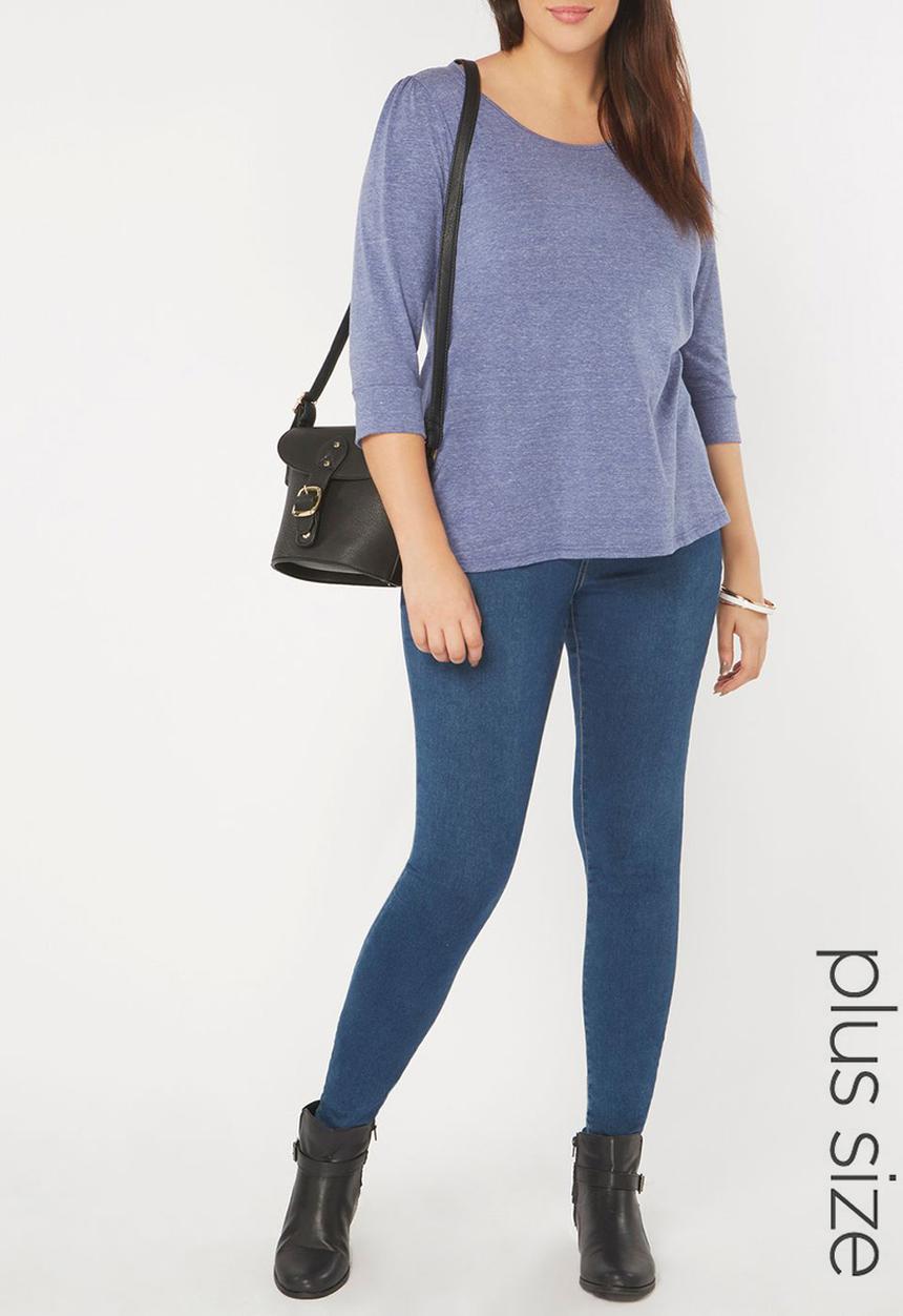 EVANS - 3/4 Sleeve Easy Fit Top Blue