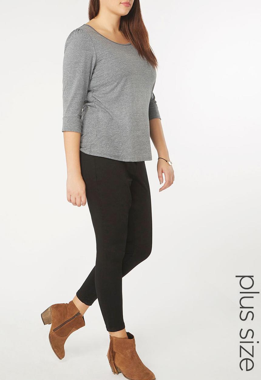 EVANS - 3/4 Sleeve Easy Fit Top Grey