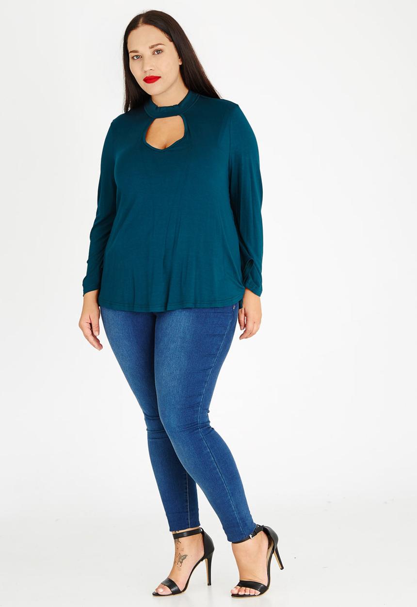 STYLE REPUBLIC PLUS - Choker Neckline T-Shirt Dark Green