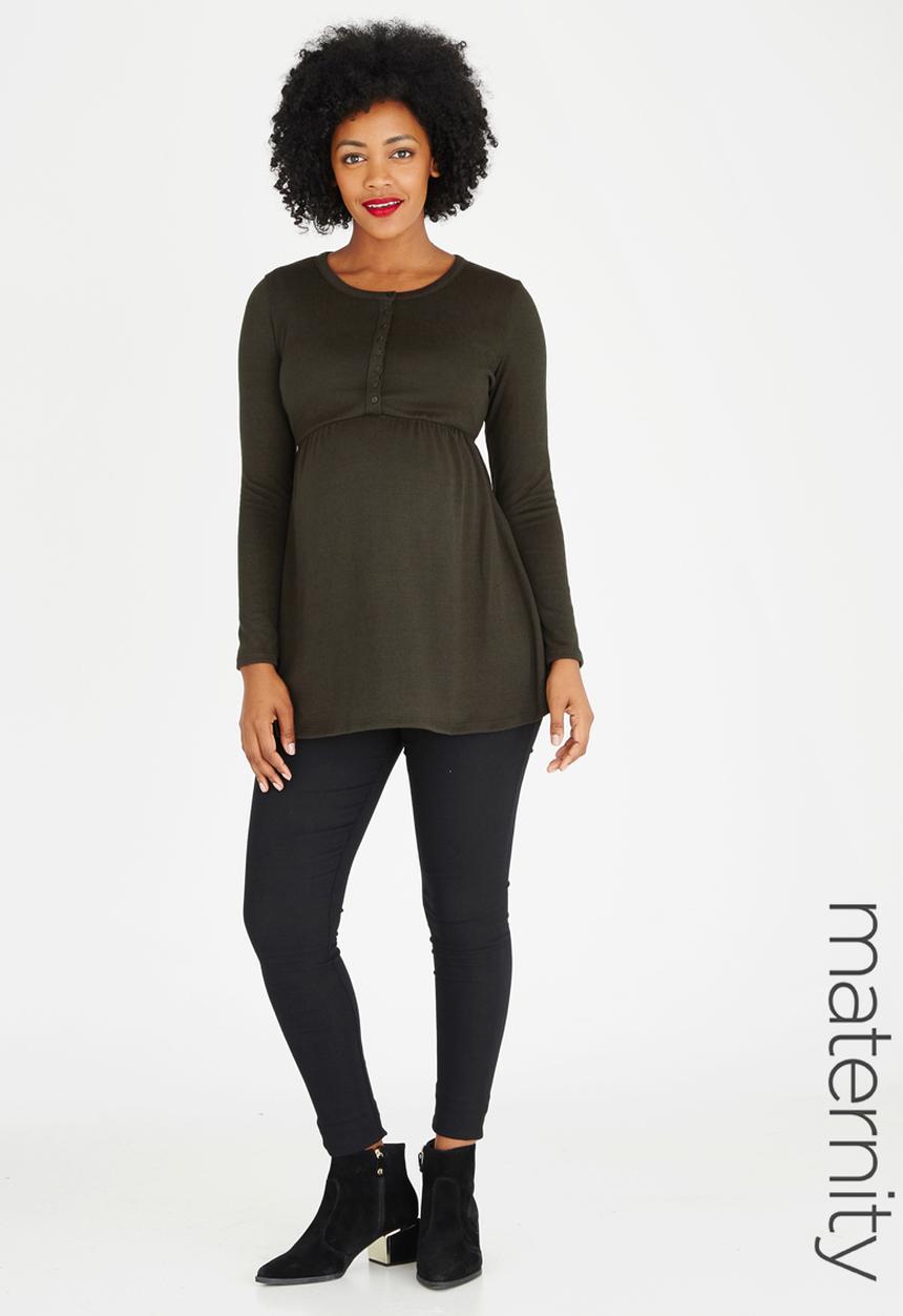 Cherry Melon - Long Sleeve Skater Top Khaki Green