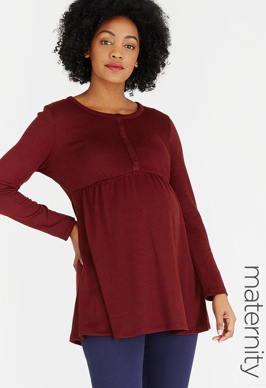 Cherry Melon - Long Sleeve Skater Top Dark Red