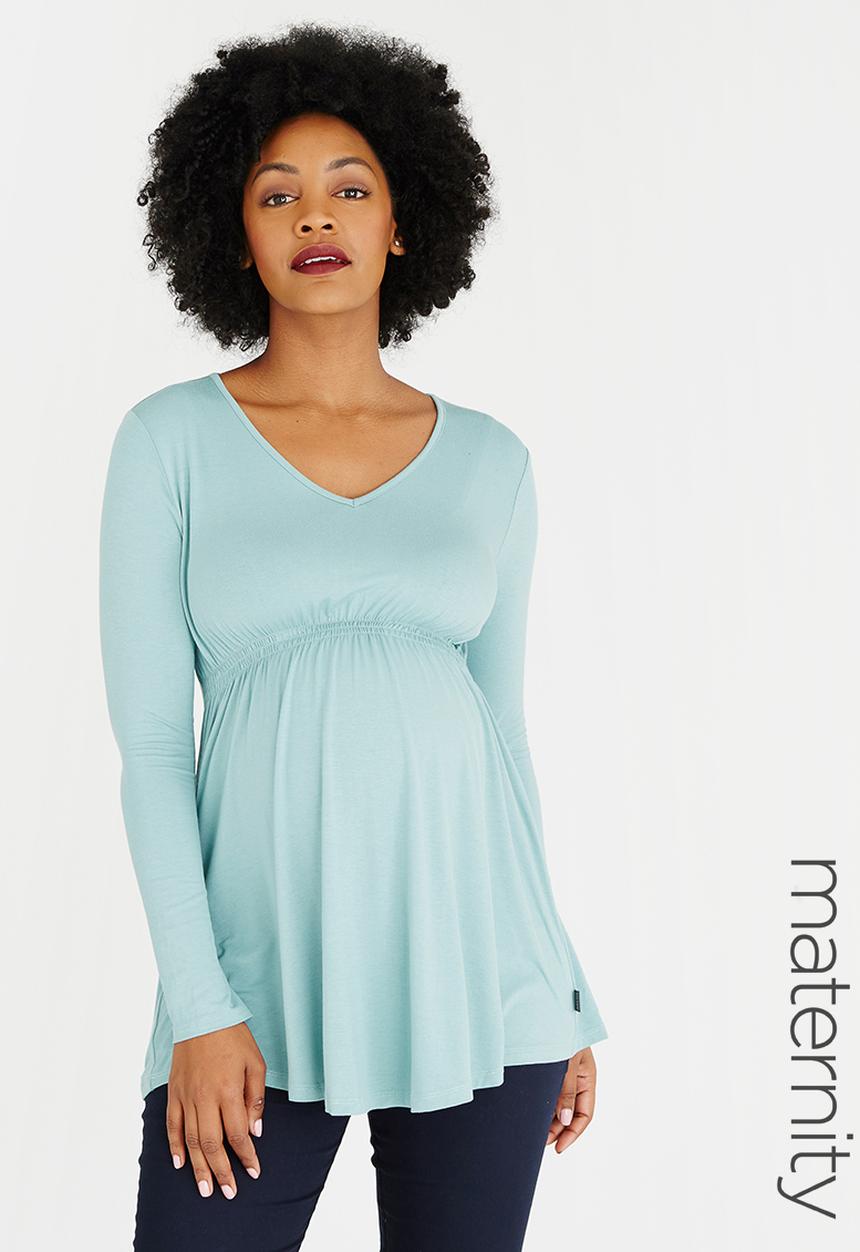 Cherry Melon - Smock Detail Long Sleeve Top Blue