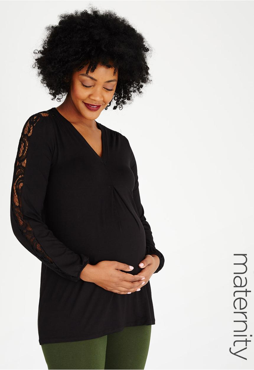 edit Maternity - Inverted Pleat Tunic Black