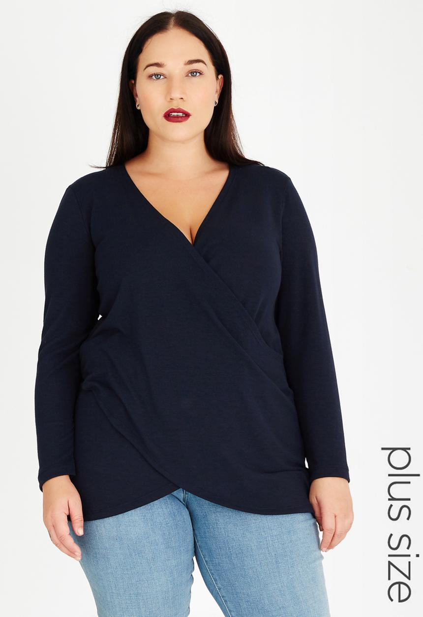 STYLE REPUBLIC PLUS - Wrap Top Navy
