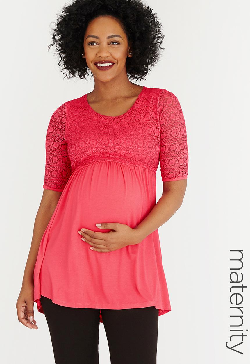 Cherry Melon - Lace Skater Top Coral