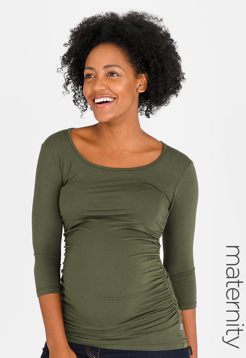 Cherry Melon - Side Gauge 3/4 Sleeve Khaki Green
