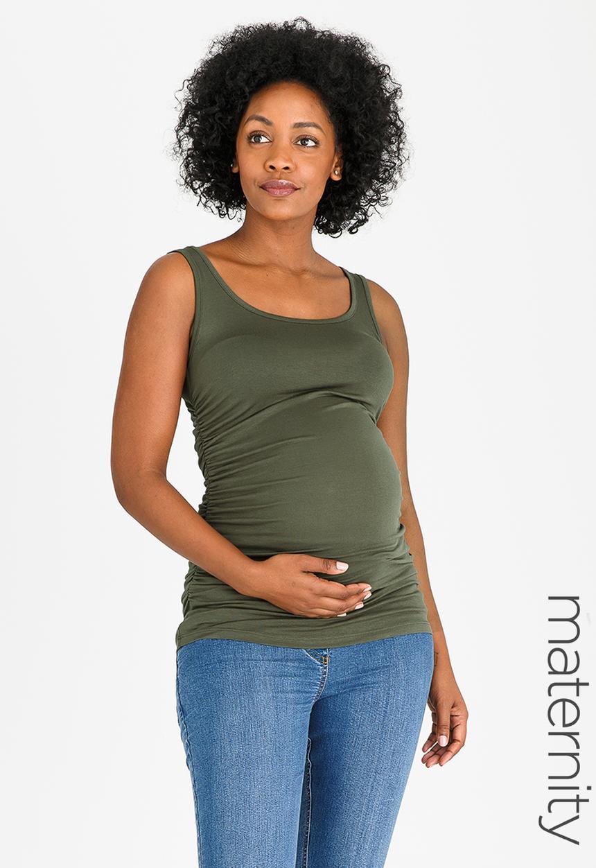 Cherry Melon - Side Gauge Tank Top Khaki Green