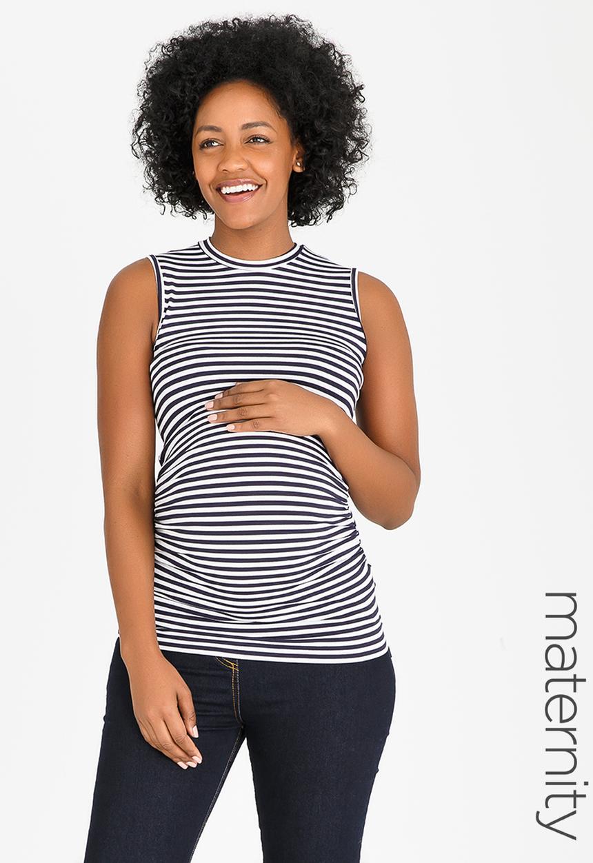 edit Maternity - High-Neck Top Navy & White
