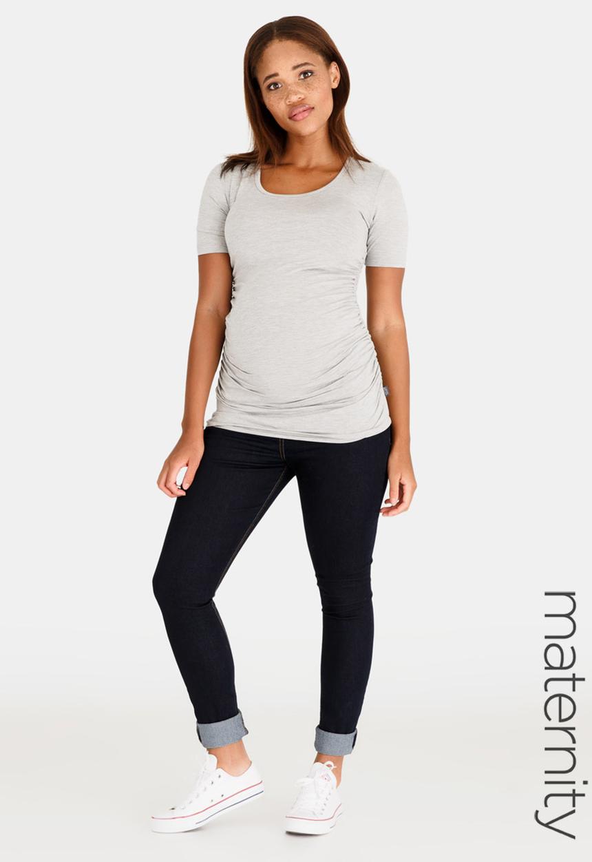 Cherry Melon - Basic Short Sleeve Round Neck Tee Grey Melange