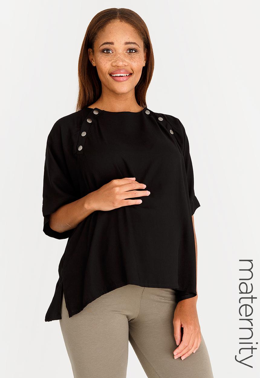 edit Maternity - Tunic Feeding Friendly Top Black