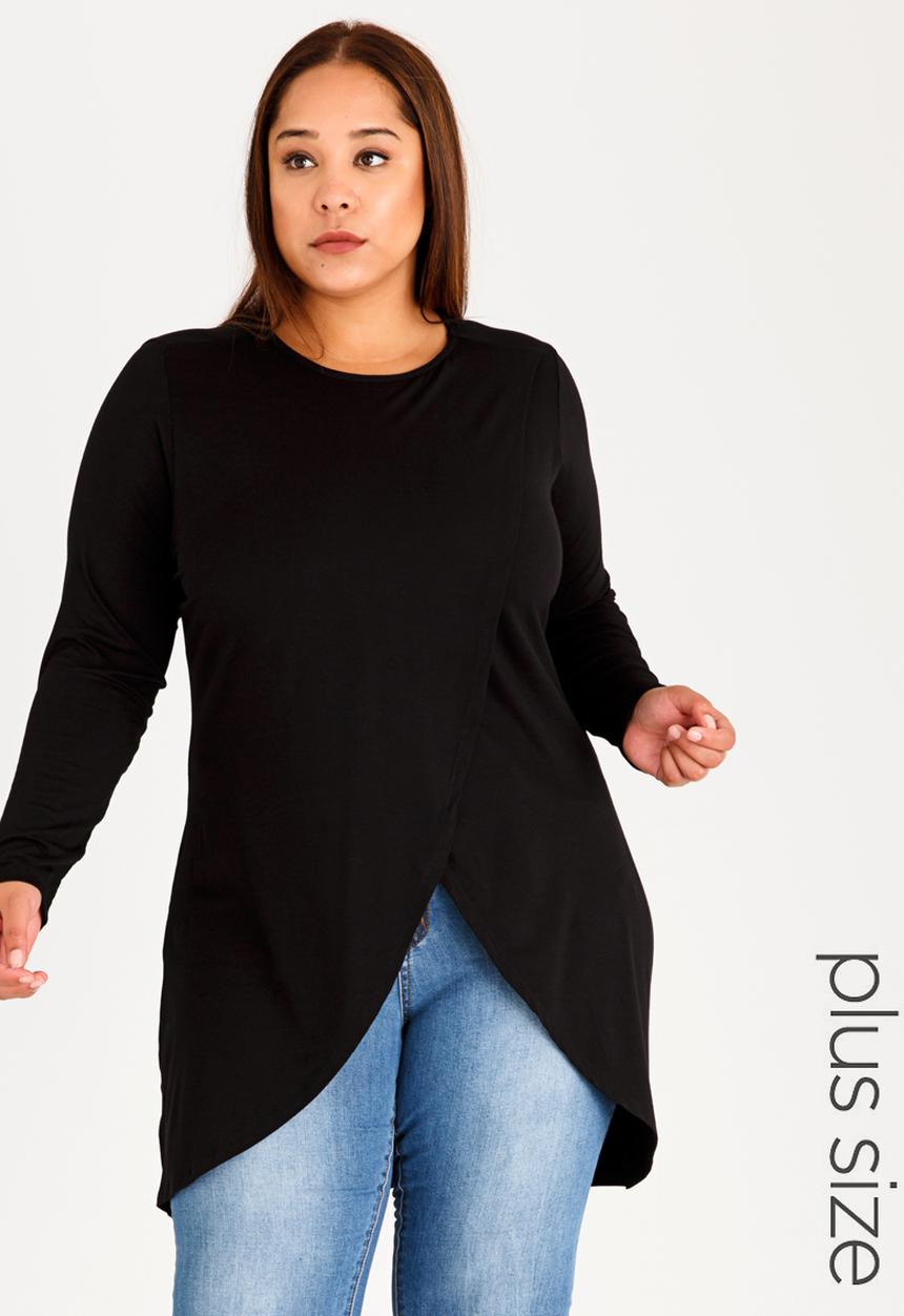 edit Plus - Mock Wrap Top Black