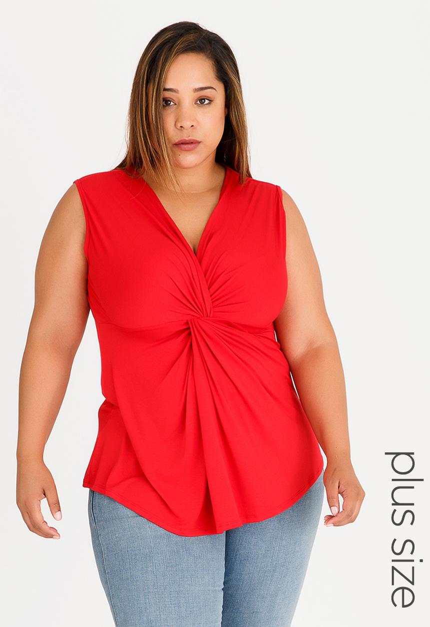 STYLE REPUBLIC PLUS - Twist Front Sleeveless Cami Red