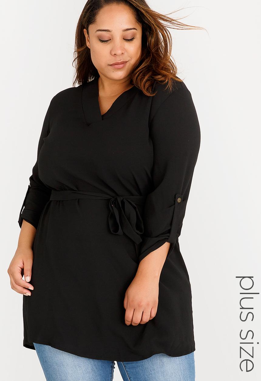 STYLE REPUBLIC PLUS - V-neck Tunic Black