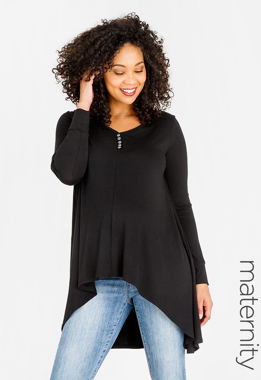 edit Maternity - Rib Swing Top Black