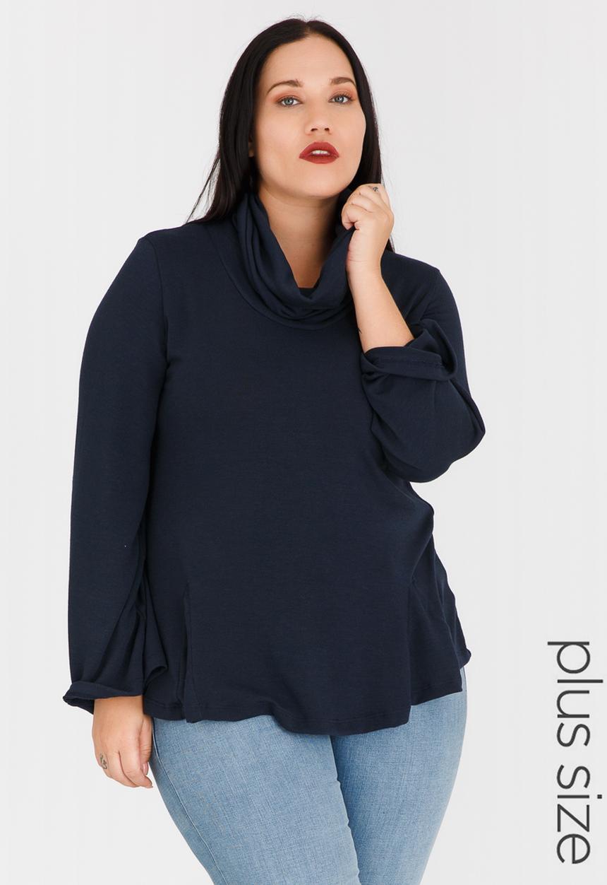 edit Plus - Cowl Neck Jersey Navy