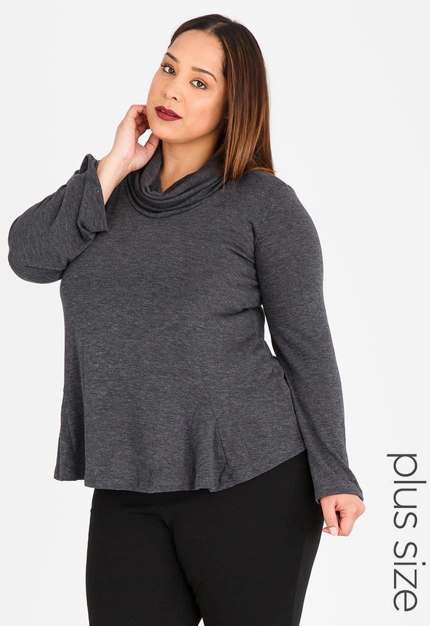 edit Plus - Cowl Neck Jersey Grey