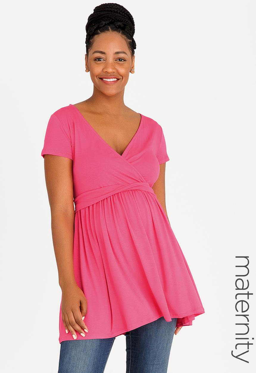 edit Maternity - V-neck Twist Detail Top Cerise Pink