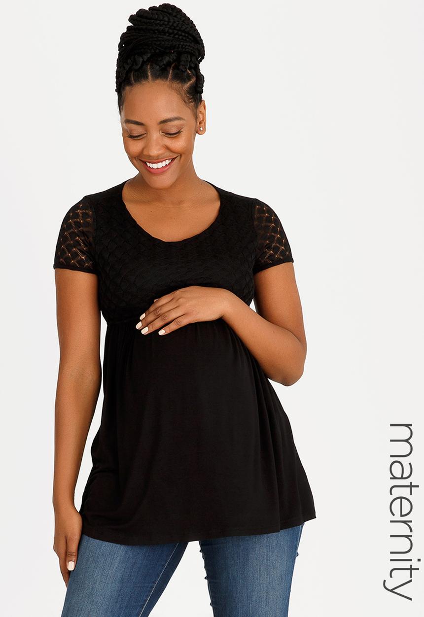 Cherry Melon - Crochet Skater Top Black
